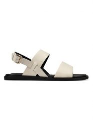 Clarks Skórzane sandały w kolorze kremowym rozmiar: 40. Brązowe sandały damskie Clarks, bez wzorów, z otwartym noskiem, bez obcasa, bez zapięcia. Za 202.45 zł.