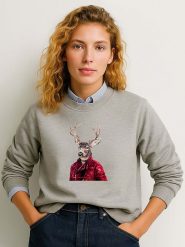 WOOOP Bluza "Red clad deer" w kolorze szarym rozmiar: XXL. Szare bluzy damskie Wooop, xxl, bez wzorów, bez kaptura. Za 100.99 zł.