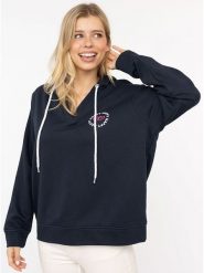 Zwillingsherz Bluza "Smile Everyday Enjoy" w kolorze granatowym rozmiar: L/XL. Niebieskie bluzy damskie Zwillingsherz, l, bez wzorów, z kapturem. Za 242.13 zł.