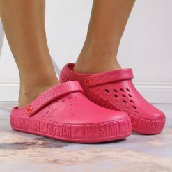 Klapki damskie chodaki różowe Big Star II275007. Czerwone klapki damskie Big Star, bez wzorów, z materiału, bez obcasa, bez zapięcia. Za 59.99 zł.