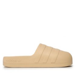 Klapki adidas. Brązowe klapki damskie Adidas, bez wzorów, bez obcasa, bez zapięcia. Za 179.99 zł.
