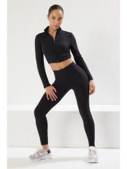 Trendyol Legginsy sportowe w kolorze czarnym rozmiar: S. Czarne legginsy damskie Trendyol, s, bez wzorów, z materiału. Za 99.95 zł.