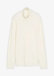 Sweter z golfem z miękkiej mieszanki kaszmiru. Białe golfy damskie bonprix, bez wzorów, z bawełny, bez ramiączek. Za 119.99 zł.