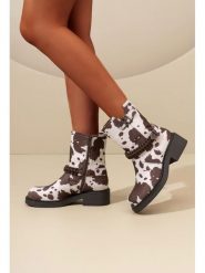 C'M Botki w kolorze brązowo-białym rozmiar: 37. Białe botki damskie C'M, bez obcasa, bez zapięcia. Za 152.99 zł.