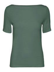 Vero Moda Koszulka "Panda" w kolorze ciemnozielonym rozmiar: S. Zielone bluzki damskie Vero Moda, s, bez wzorów, z bawełny, bez kołnierzyka, bez ramiączek. Za 79.03 zł.