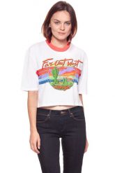 WRANGLER T SHIRT DAMSKI T-SHIRTS CROP 80´S TEE WH W7013EV12 112130880. Białe t-shirty damskie Wrangler, s, bez wzorów, bez kołnierzyka. W wyprzedaży za 39.99 zł.