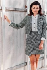 Asymetryczna Mini Spódnica - Pepitka. Czarne spódnice damskie Awama, l, bez wzorów, z elastanu, mini. Za 189.90 zł.