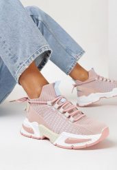Różowe Sneakersy ze Skarpetkową Cholewką i Grubą Podeszwą Lekkra. Czerwone obuwie sportowe damskie Born2be, bez zapięcia, na fitness i siłownię. Za 109.99 zł.