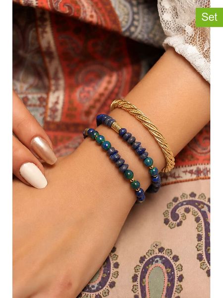 L'Atelier de Gaia Bransoletki (3 szt.) rozmiar: onesize. Niebieskie bransoletki damskie L'Atelier de Gaia, z mosiądzu. Za 69.95 zł.