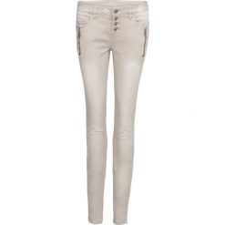 Dżinsy SKINNY z zamkiem bonprix beżowy. Brązowe jeansy damskie bonprix, z jeansu. Za 59.99 zł.