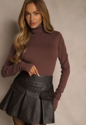 Brązowy Golf Sweterkowy z Domieszką Kaszmiru Zaivanna. Brązowe golfy damskie Renee, bez wzorów, z jeansu, bez ramiączek. Za 79.99 zł.