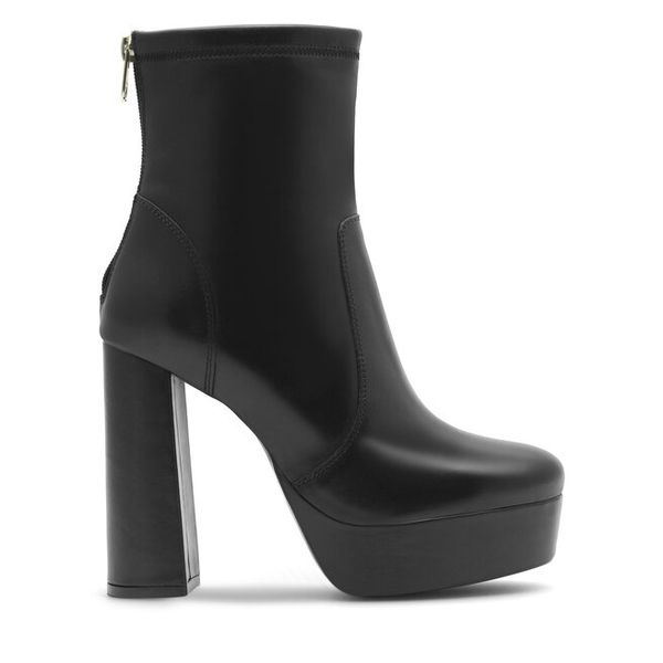 Botki Eva Minge. Czarne botki damskie Eva Minge, bez obcasa, na słupku, bez zapięcia. Za 274.99 zł.