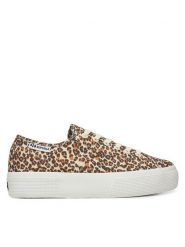 Superga Sneakersy Platform Leopard Print Brązowy. Brązowe obuwie sportowe damskie Superga, z materiału, bez zapięcia. Za 179.99 zł.