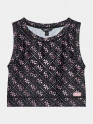 Guess Top J4RI36 MC01P Czarny Slim Fit. Czarne koszulki i t-shirty dziewczęce Guess, z aplikacjami, z syntetyku, bez kołnierzyka, bez ramiączek. Za 89.99 zł.