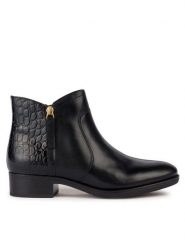 Geox Botki D Felicity D36G1C 04340 C9999 Czarny. Czarne botki damskie Geox, ze skóry, bez obcasa, na płaskiej podeszwie, bez zapięcia. Za 559.99 zł.