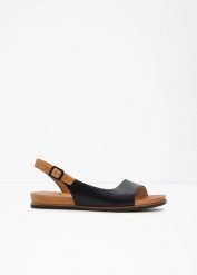Sandały Jana o szerokim kroju. Czarne sandały damskie bonprix, bez wzorów, bez obcasa, bez zapięcia. Za 179.99 zł.