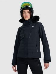 4F Kurtka narciarska membrana 10000 damska - czarna L. Czarne kurtki sportowe damskie 4F, na zimę, l, bez wzorów, ze skóry, bez kaptura. Za 799.99 zł.