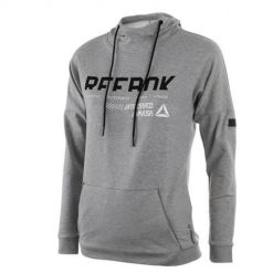 Bluza sportowa damska Reebok Workout Ready. Szare bluzy damskie Reebok, s, bez wzorów, z materiału, z kapturem. Za 174.00 zł.