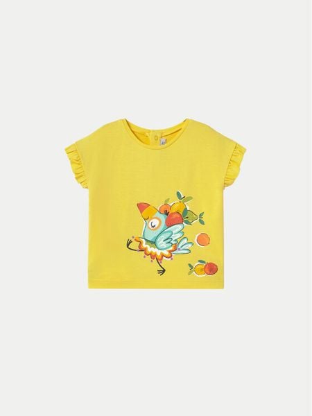 Mayoral T-Shirt 1048 Żółty Regular Fit. Żółte koszulki i t-shirty dziewczęce Mayoral, bez wzorów, z bawełny, bez kołnierzyka, bez ramiączek. Za 39.99 zł.