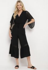 Czarny Kombinezon z Szerokimi Nogawkami z Koronką w Stylu Boho Menniza. Czarne sukienki damskie Born2be, bez wzorów, z jeansu, boho, bez ramiączek. Za 69.99 zł.