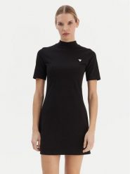 Guess Sukienka codzienna V6RK04 J1314 Czarny Regular Fit. Czarne sukienki damskie Guess, z aplikacjami, z bawełny, bez ramiączek. Za 269.99 zł.