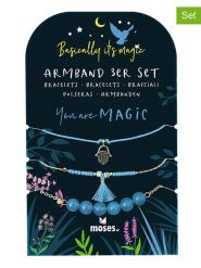 Moses. Bransoletki (3 szt.) w kolorze błękitnym - dł. 23 cm rozmiar: onesize. Niebieskie bransoletki damskie Moses, metalowe. Za 47.94 zł.