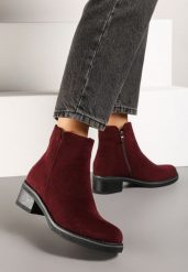 Bordowe Klasyczne Botki z Ociepleniem Rearielis. Czerwone botki damskie Born2be, z jeansu, eleganckie, bez obcasa, na obcasie, bez zapięcia. Za 119.99 zł.