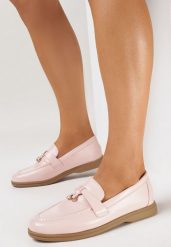 Różowe Eleganckie Mokasyny z Ozdobną Zawieszką Biaga. Czerwone mokasyny damskie Born2be, bez obcasa. Za 69.99 zł.