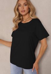 Czarny Klasyczny T-shirt Bawełniany o Casualowym Kroju Nattine. Czarne t-shirty damskie Renee, l, bez wzorów, z bawełny, bez kołnierzyka. Za 39.99 zł.