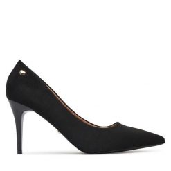 Szpilki DeeZee. Czarne szpilki damskie DeeZee, bez wzorów, bez obcasa, na szpilce, bez zapięcia. Za 139.99 zł.