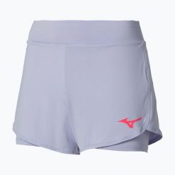 Spodenki damskie Mizuno Flex W. Fioletowe spodenki sportowe damskie Mizuno, l, bez wzorów, z elastanu, na fitness i siłownię. Za 109.99 zł.