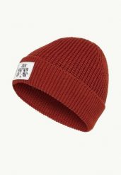 JACK WOLFSKIN Czapka Badge Beanie intense rust. Czerwone czapki damskie Jack Wolfskin, z aplikacjami, z dzianiny. Za 78.65 zł.