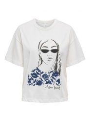 ONLY Koszulka "Tenna" w kolorze białym rozmiar: XL. Białe bluzki damskie Only, xl, bez wzorów, z bawełny, bez kołnierzyka, bez ramiączek. Za 87.81 zł.