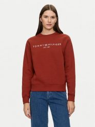 Tommy Hilfiger Bluza Logo WW0WW39791 Czerwony Regular Fit. Czerwone bluzy damskie Tommy Hilfiger, m, bez wzorów, z bawełny, bez kaptura. Za 369.99 zł.