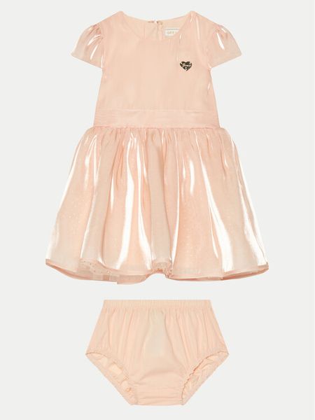 Guess Sukienka codzienna A5RK09 WGWQ0 Różowy Regular Fit. Czerwone sukienki dziewczęce Guess, z aplikacjami, z syntetyku, bez ramiączek, proste. Za 169.99 zł.