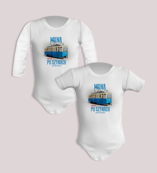 Konstal N — body (Rozmiar: 9M; Długość rękawa: krótki; Rodzaj nadruku: Konstal N — wrocławski tramwaj). Niebieskie body niemowlęce nikiniki, bez wzorów, z bawełny, bez kołnierzyka, bez ramiączek. Za 59.00 zł.