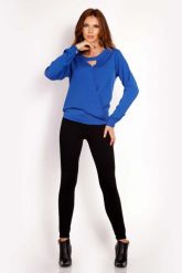 Niebieska Bluzka z Wycięciem przy Dekolcie. Niebieskie bluzki damskie Lou-Lou, l, bez wzorów, z bawełny, bez kołnierzyka, bez ramiączek. Za 129.00 zł.