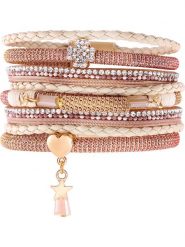 MENTHE À L'O Bransoletka z kryształami rozmiar: onesize. Różowe bransoletki damskie MENTHE À L'O, złote. Za 156.98 zł.