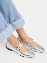 Lasocki Baleriny CEO-RST-ROMI-94 Srebrny. Szare balerinki damskie Lasocki, bez wzorów, ze skóry. Za 169.99 zł.