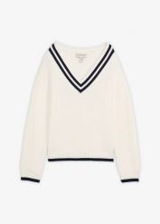 Sweter z mieszanki wiskozy. Białe swetry klasyczne damskie bonprix, z wiskozy, bez kołnierzyka. Za 107.99 zł.