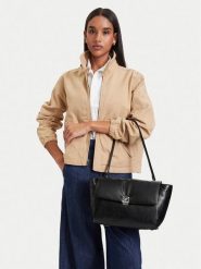 Calvin Klein Torebka Emblem Hw Padded Satchel LV04F3615G Czarny. Czarne torebki klasyczne damskie Calvin Klein, ze skóry, bez dodatków. Za 649.99 zł.