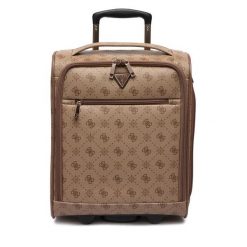 Walizka kabinowa Guess. Brązowe walizki Guess, z aplikacjami. Za 659.99 zł.
