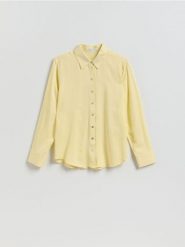 Koszula z wiskozą - żółty. Żółte koszule damskie Reserved, l, bez wzorów, z lyocellu, bez kołnierzyka, bez ramiączek. Za 89.99 zł.