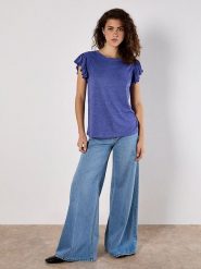 Apricot Koszulka w kolorze niebieskim rozmiar: XS. Niebieskie bluzki damskie Apricot, xs, bez wzorów, bez kołnierzyka, bez ramiączek. Za 56.99 zł.