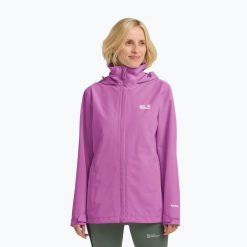 Kurtka przeciwdeszczowa damska Jack Wolfskin Trailtime 2L. Fioletowe kurtki damskie Jack Wolfskin, l, bez wzorów, z materiału, bez kaptura. Za 449.99 zł.