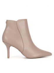 Nine West Botki WFA2784-1 Beżowy. Brązowe botki damskie Nine West, z materiału, bez obcasa, na szpilce, bez zapięcia. Za 259.99 zł.