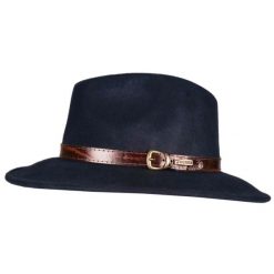 Kapelusz wełniany, składany HORKA. Niebieskie kapelusze damskie HORKA, bez wzorów, z wełny, eleganckie. Za 327.00 zł.