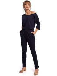 Made of emotion Kombinezon w kolorze granatowym rozmiar: XL. Niebieskie kombinezony damskie Made Of Emotion, xl, bez wzorów, z bawełny, bez kołnierzyka, bez ramiączek. Za 228.95 zł.