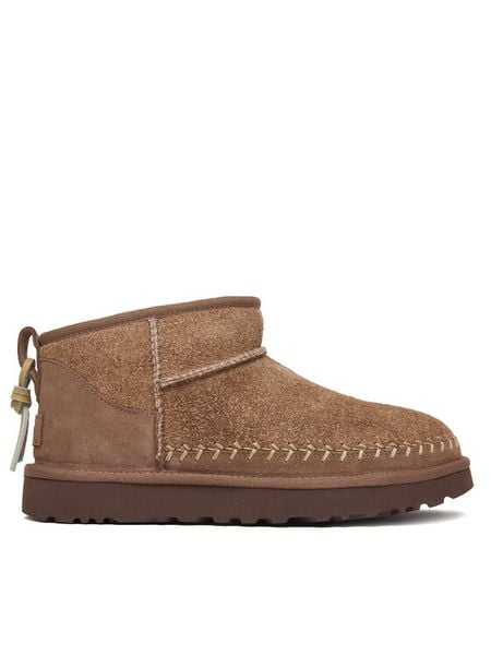 Ugg Śniegowce W Classic Ultra Mini Biarritz 1171538 Beżowy. Brązowe śniegowce damskie Ugg, ze skóry. Za 809.99 zł.