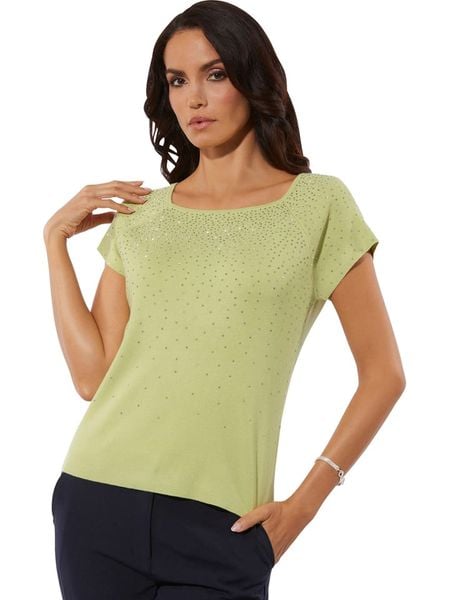 Creation L Koszulka w kolorze zielonym rozmiar: 44. Zielone bluzki damskie creation L, l, bez wzorów, bez kołnierzyka, bez ramiączek. Za 65.95 zł.